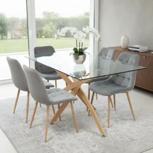 Mesa París 140x80 + 4 Sillas Venecia Pana