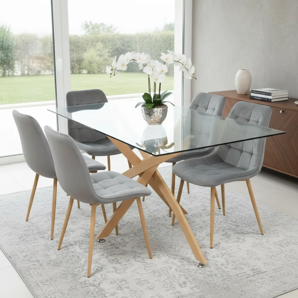 Mesa París 140x80 + 4 Sillas Venecia Pana